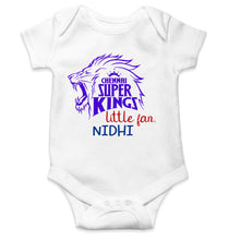 Load image into Gallery viewer, Custom Name IPL CSK Chennai Super Kings Little Fan Rompers for Baby Girl- KidsFashionVilla

