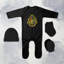 Load image into Gallery viewer, Harry Potter Web Series Jumpsuit with Cap, Mittens and Booties Romper Set for Baby Boy - KidsFashionVilla
