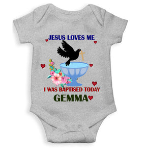 Custom Name Jesus Loves Me Baptism Christening Day Rompers for Baby Boy- KidsFashionVilla