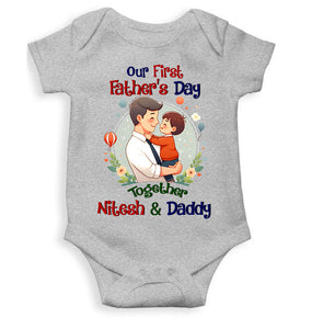 Custom Name Our First Father Day Rompers for Baby Boy- KidsFashionVilla