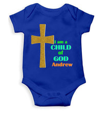 Load image into Gallery viewer, Custom Name Child Of God Baptism Christening Day Rompers for Baby Boy- KidsFashionVilla
