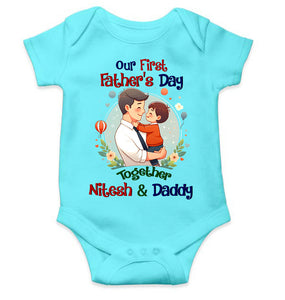 Custom Name Our First Father Day Rompers for Baby Boy- KidsFashionVilla