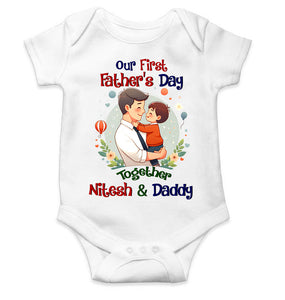 Custom Name Our First Father Day Rompers for Baby Boy- KidsFashionVilla