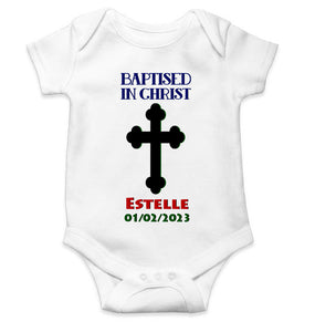 Custom Name And Date Baptised In Christ Christening Day Baptism Rompers for Baby Boy- KidsFashionVilla