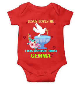 Custom Name Jesus Loves Me Baptism Christening Day Rompers for Baby Boy- KidsFashionVilla