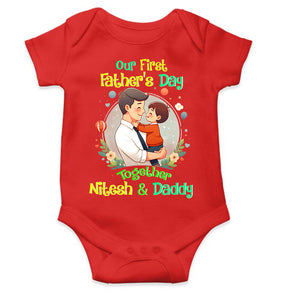 Custom Name Our First Father Day Rompers for Baby Boy- KidsFashionVilla