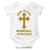 Custom Name And Date God Bless Baptism Christening Day Rompers for Baby Boy- KidsFashionVilla