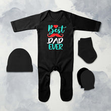 Load image into Gallery viewer, Best Dad Ever Fathers Day Jumpsuit with Cap, Mittens and Booties Romper Set for Baby Boy - KidsFashionVilla
