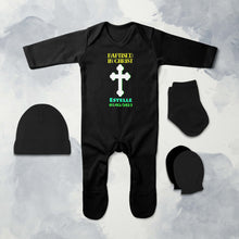 Load image into Gallery viewer, Custom Name And Date Baptised In Christ Christening Day Baptism Jumpsuit with Cap, Mittens and Booties Romper Set for Baby Boy - KidsFashionVilla
