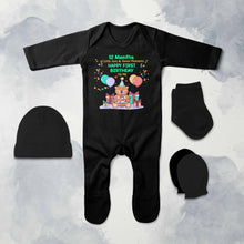 Load image into Gallery viewer, My First Birthday Jumpsuit with Cap, Mittens and Booties Romper Set for Baby Boy - KidsFashionVilla
