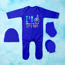 Load image into Gallery viewer, One Lets Party First Birthday Jumpsuit with Cap, Mittens and Booties Romper Set for Baby Boy - KidsFashionVilla
