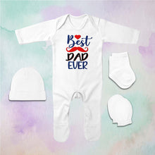 Load image into Gallery viewer, Best Dad Ever Fathers Day Jumpsuit with Cap, Mittens and Booties Romper Set for Baby Girl - KidsFashionVilla
