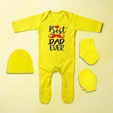 Load image into Gallery viewer, Best Dad Ever Fathers Day Jumpsuit with Cap, Mittens and Booties Romper Set for Baby Girl - KidsFashionVilla
