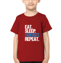 Load image into Gallery viewer, Eat Sleep Cricket Repeat Half Sleeves T-Shirt for Boys and Kids-KidsFashionVilla
