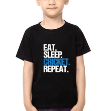 Load image into Gallery viewer, Eat Sleep Cricket Repeat Half Sleeves T-Shirt for Boys and Kids-KidsFashionVilla
