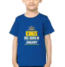 Load image into Gallery viewer, Kings Are Born In January Half Sleeves T-Shirt for Boys and Kids-KidsFashionVilla
