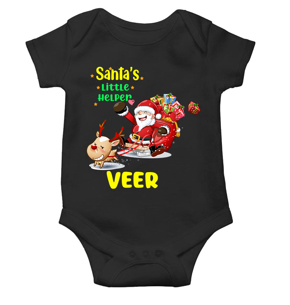 Customized Name Santas Little Helper Christmas Rompers for Baby Boy- KidsFashionVilla