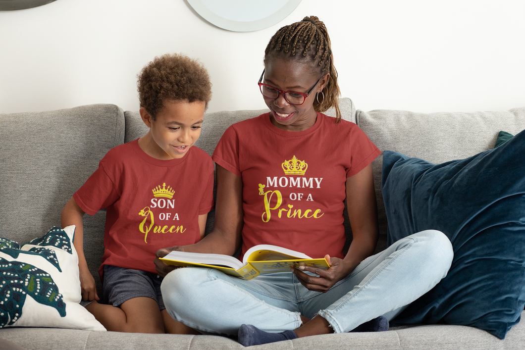 Son Of A Queen Mother And Son Red Matching T-Shirt- KidsFashionVilla