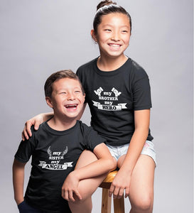 My Brother My Hero My Sister My Angel Brother-Sister Kid Half Sleeves T-Shirts -KidsFashionVilla