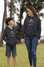 Load image into Gallery viewer, Raised By A Queen Mother And Son Black Matching Hoodies- KidsFashionVilla
