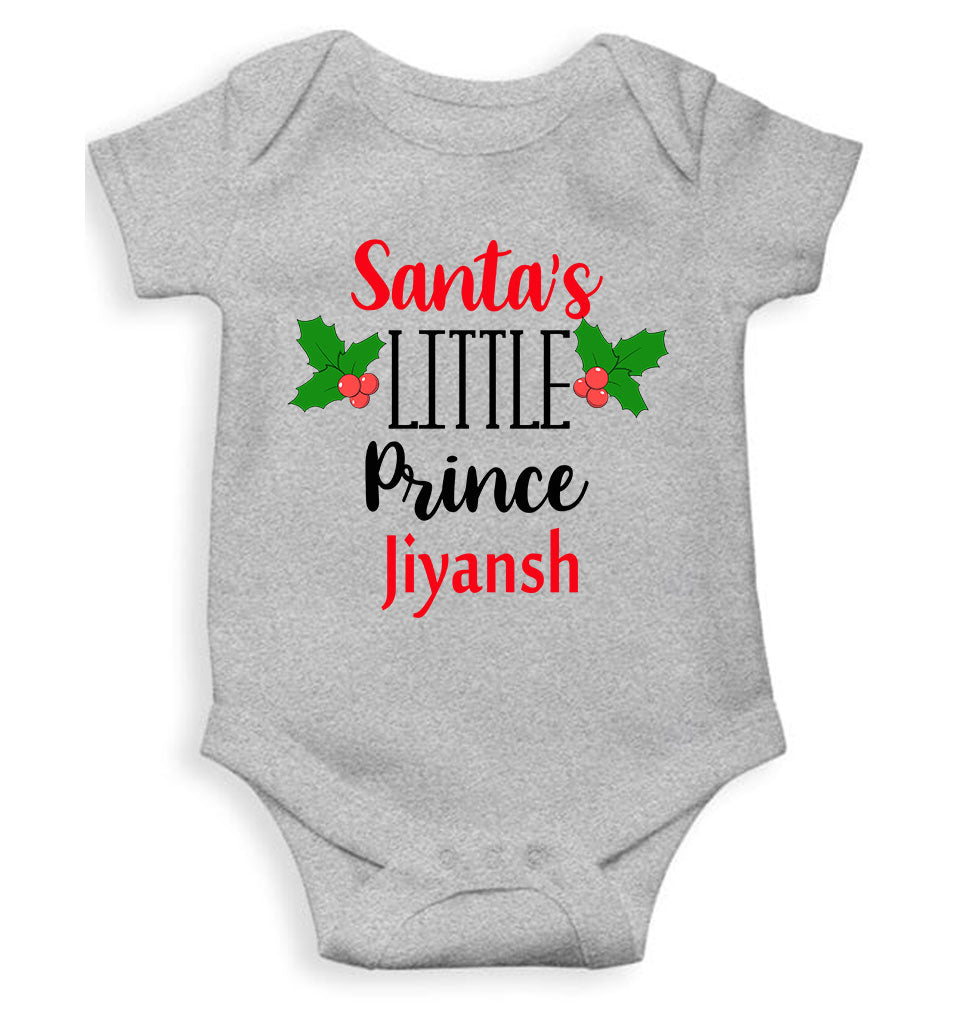 Customized Name Santas Little Prince Christmas Rompers for Baby Boy- KidsFashionVilla