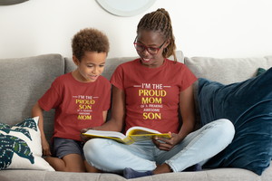 Proud Son Of A Freaking Awesome Mom Mother And Son Red Matching T-Shirt- KidsFashionVilla