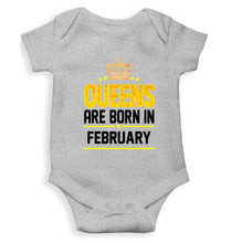 Load image into Gallery viewer, Queens Are  Born In February Rompers for Baby Girl- KidsFashionVilla
