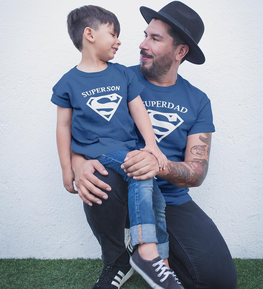 Super Dad Super Son Father and Son Matching T-Shirt- KidsFashionVilla