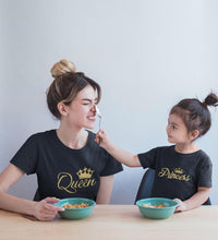 Load image into Gallery viewer, Queen Princess Mother and Daughter Matching T-Shirt- KidsFashionVilla
