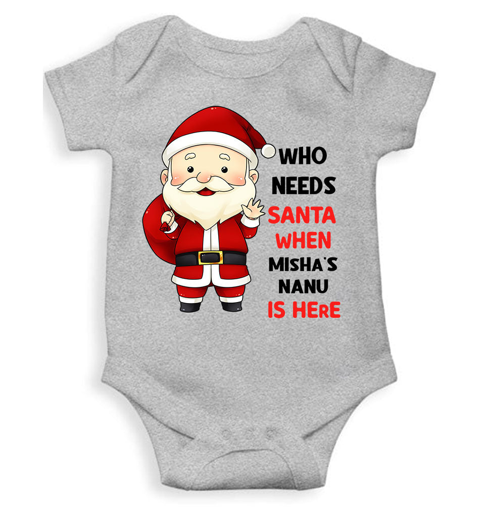 Customized Name Santa Nanu Is Here Christmas Rompers for Baby Girl- KidsFashionVilla