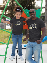 Load image into Gallery viewer, I Am The Boss Father and Daughter Black Matching T-Shirt- KidsFashionVilla
