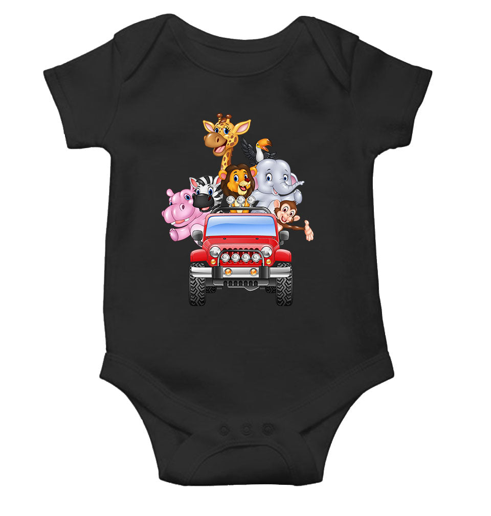 Jungle Jeep Cartoon Rompers for Baby Boy- KidsFashionVilla