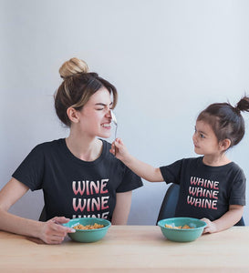 Wine Whine Mother and Daughter Matching T-Shirt- KidsFashionVilla