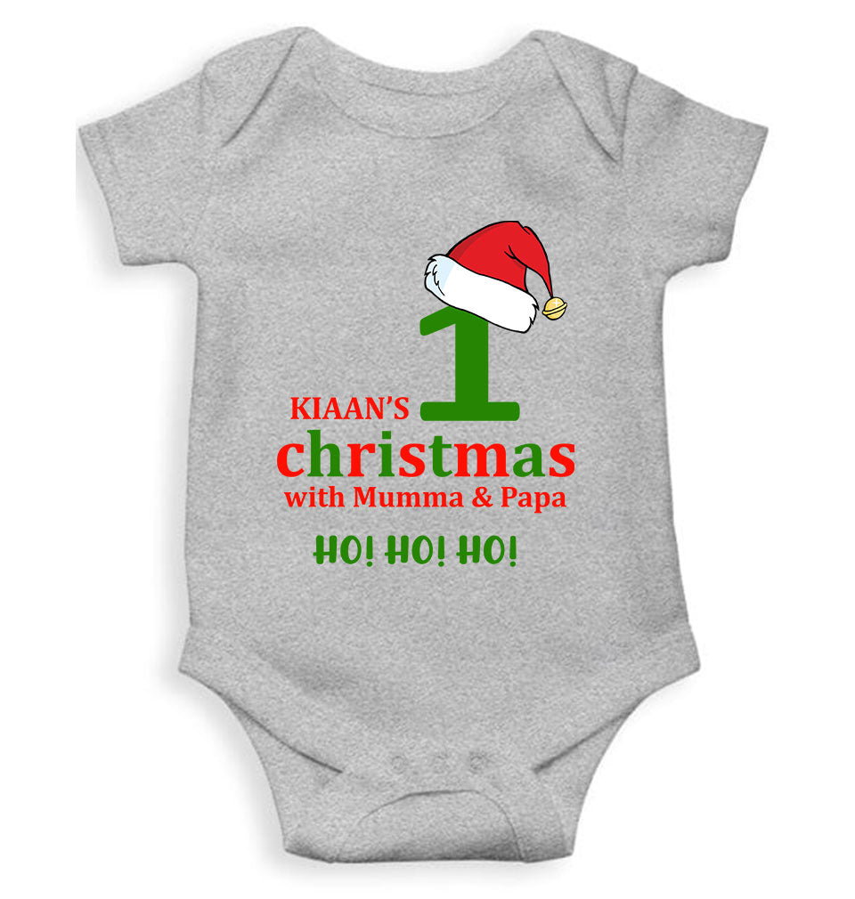 Customized Name 1st Christmas With Mumma & Papa Rompers for Baby Boy- KidsFashionVilla