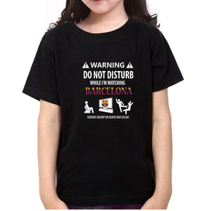 Warning FCB Half Sleeves T-Shirt For Girls -KidsFashionVilla