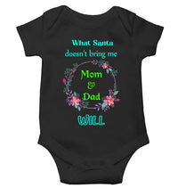 Load image into Gallery viewer, What Santa Does Not Bring Me Mom &amp; Dad Will Christmas Rompers for Baby Girl- KidsFashionVilla
