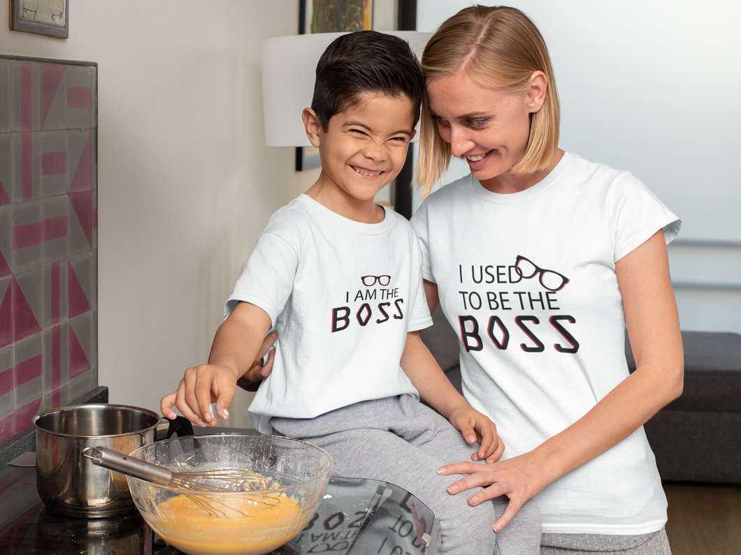 I Am The Boss Mother And Son White Matching T-Shirt- KidsFashionVilla