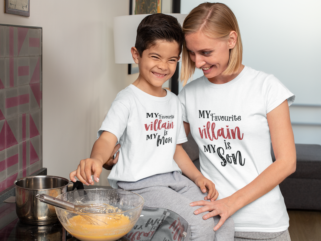 Favourite Villian Mother And Son White Matching T-Shirt- KidsFashionVilla