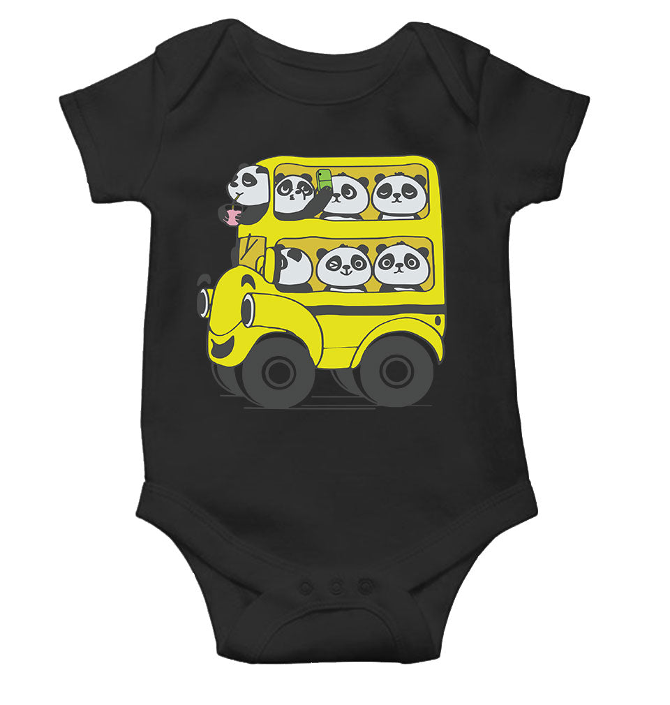 Panda Yellow Bus Cartoon Rompers for Baby Boy- KidsFashionVilla