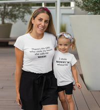 Load image into Gallery viewer, I Stole Mommy&#39;s Heart Mother and Daughter Matching T-Shirt- KidsFashionVilla
