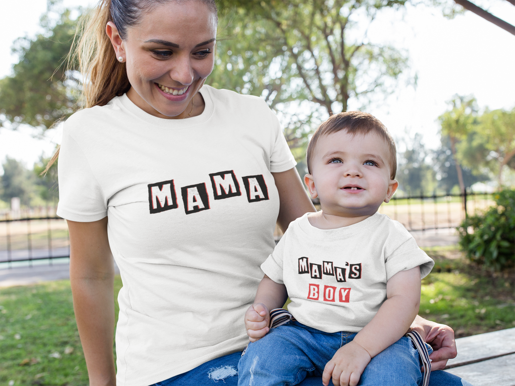 Mamas Boy Mother And Son White Matching T-Shirt- KidsFashionVilla