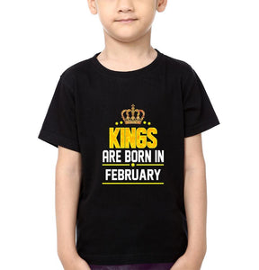 Kings Are Born In February Half Sleeves T-Shirt for Boys and Kids-KidsFashionVilla