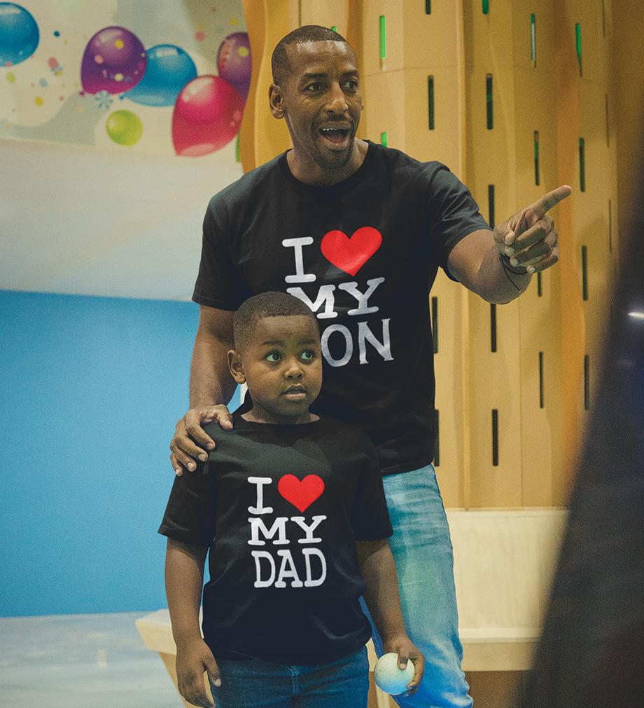 Dad In My Heart Kid In My Heart Father and Son Matching T-Shirt- KidsFashionVilla