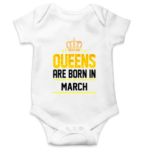 Queens Are Born In March Rompers for Baby Girl- KidsFashionVilla