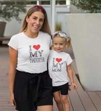 Load image into Gallery viewer, I Love My Mom I Love My Kid Mother and Daughter Matching T-Shirt- KidsFashionVilla
