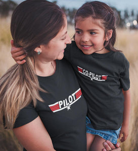 Pilot & Co-Pilot Mother and Daughter Matching T-Shirt- KidsFashionVilla