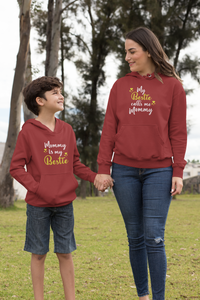 Mommy Is My Bestie Mother And Son Red Matching Hoodies- KidsFashionVilla