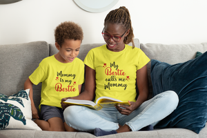 Mommy Is My Bestie Mother And Son Yellow Matching T-Shirt- KidsFashionVilla