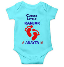 Load image into Gallery viewer, Custom Name Cutest Little Kanjak Navratri Rompers for Baby Girl- KidsFashionVilla
