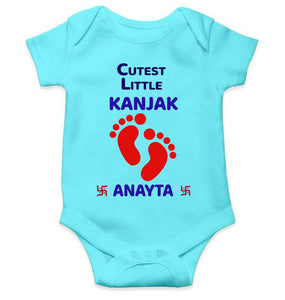 Custom Name Cutest Little Kanjak Navratri Rompers for Baby Girl- KidsFashionVilla